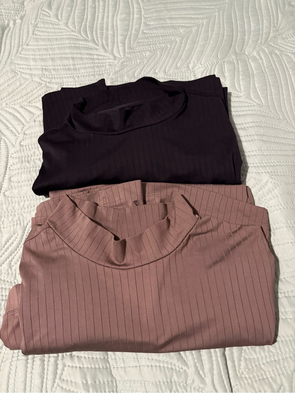 Lot of 2-Nike Golf Mock Neck Shirt Mens XXL Black Tan Long Sleeve Nike Fit Dry